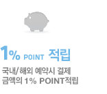국내/해외예약 시 결제금액의 1% Point 적립
